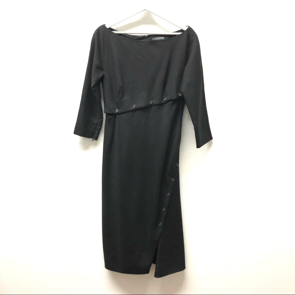 Alexander McQueen 2007 Wool Button Accent Knee Length Dress Size 12
